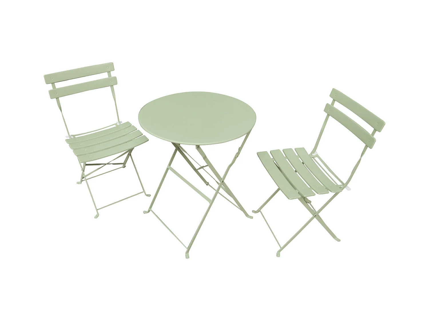 Ensemble de meubles ORION pour balcon : Table ronde & 2 chaises en vert frais