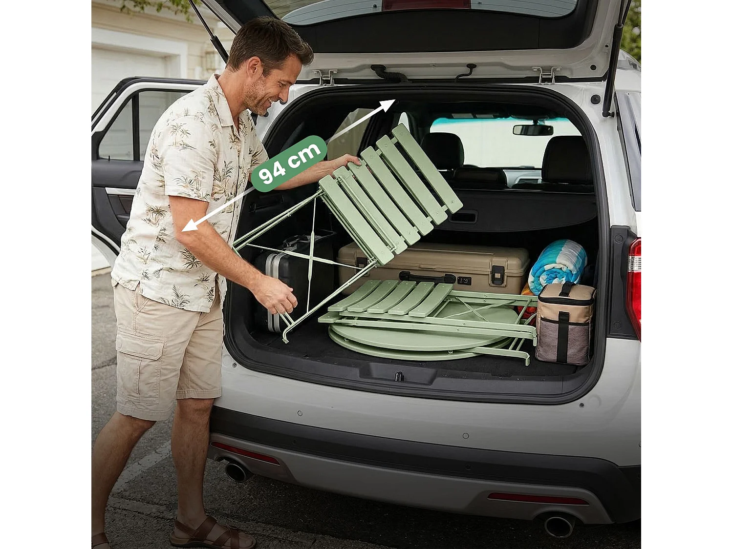 Ensemble de meubles ORION pour balcon : Table ronde & 2 chaises en vert frais