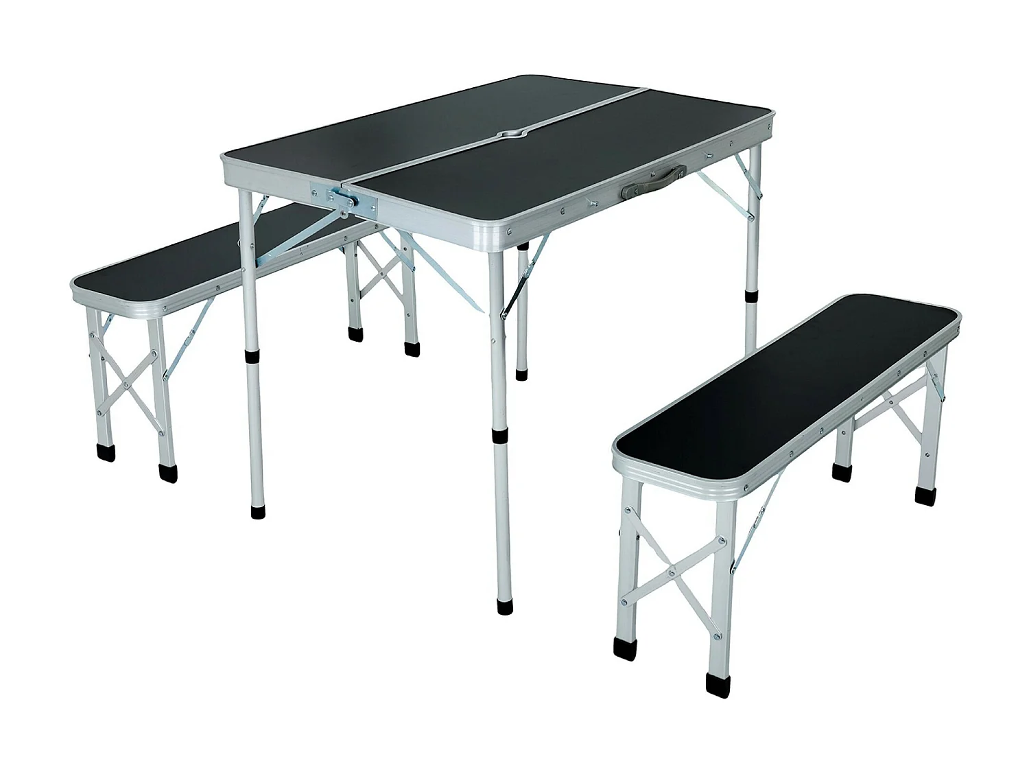 Reisset ROI Tafel + 2 Banken Zwart Aluminium/MDF Opvouwbaar