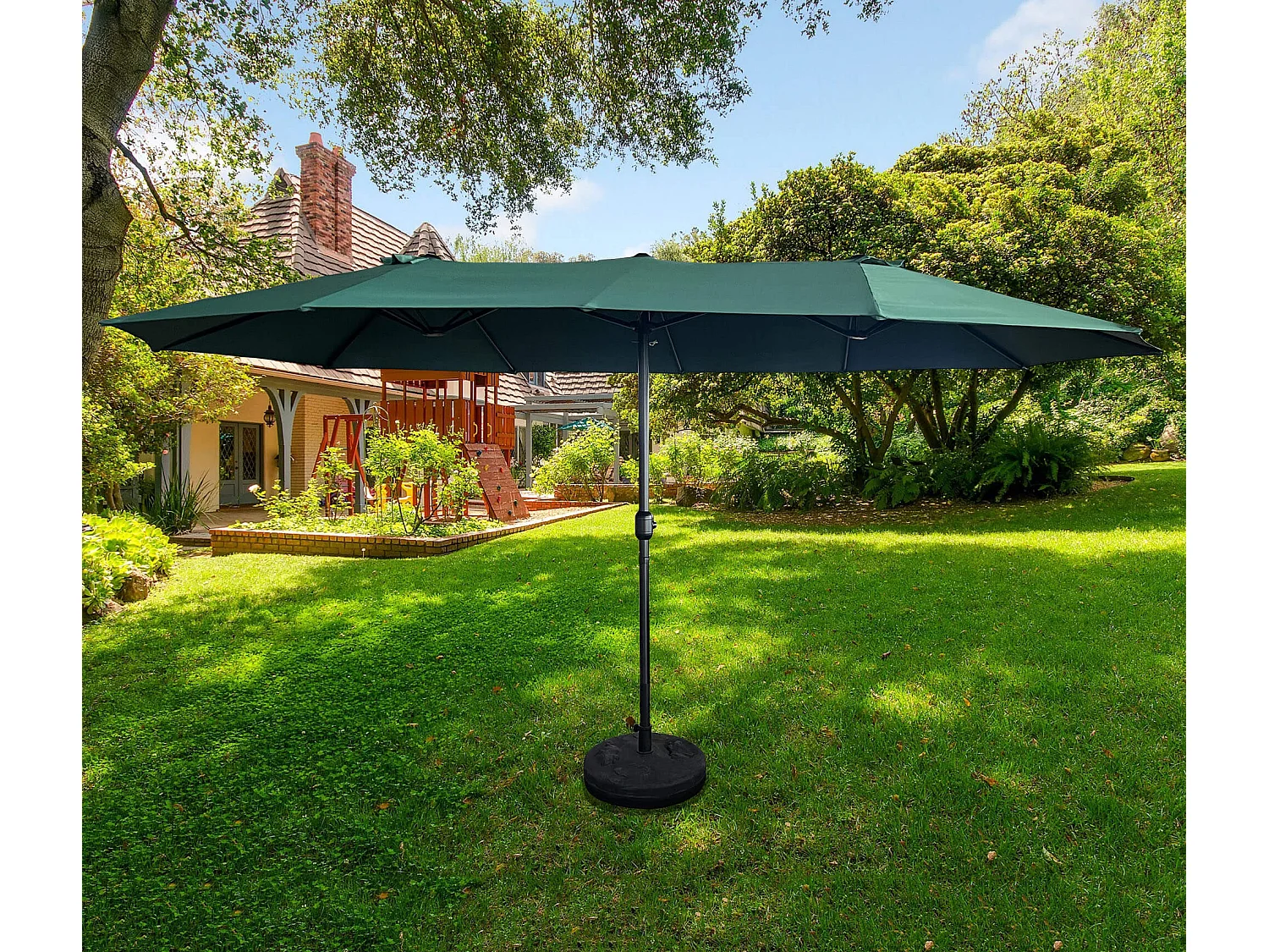 Garten-Doppelsonnenschirm TILIA in Dunkelgrün Gewicht 12,3 kg L460 x B270 x H245 cm