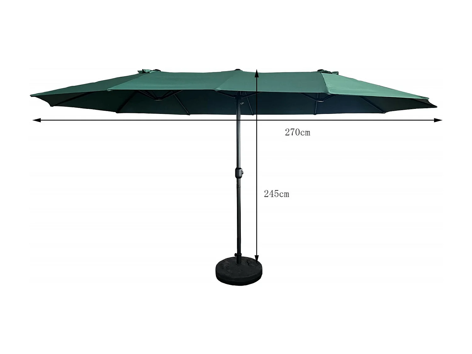 Parasol double de jardin TILIA en vert foncé, Poids 12,3 kg Dimensions L460 x l270 x H245 cm