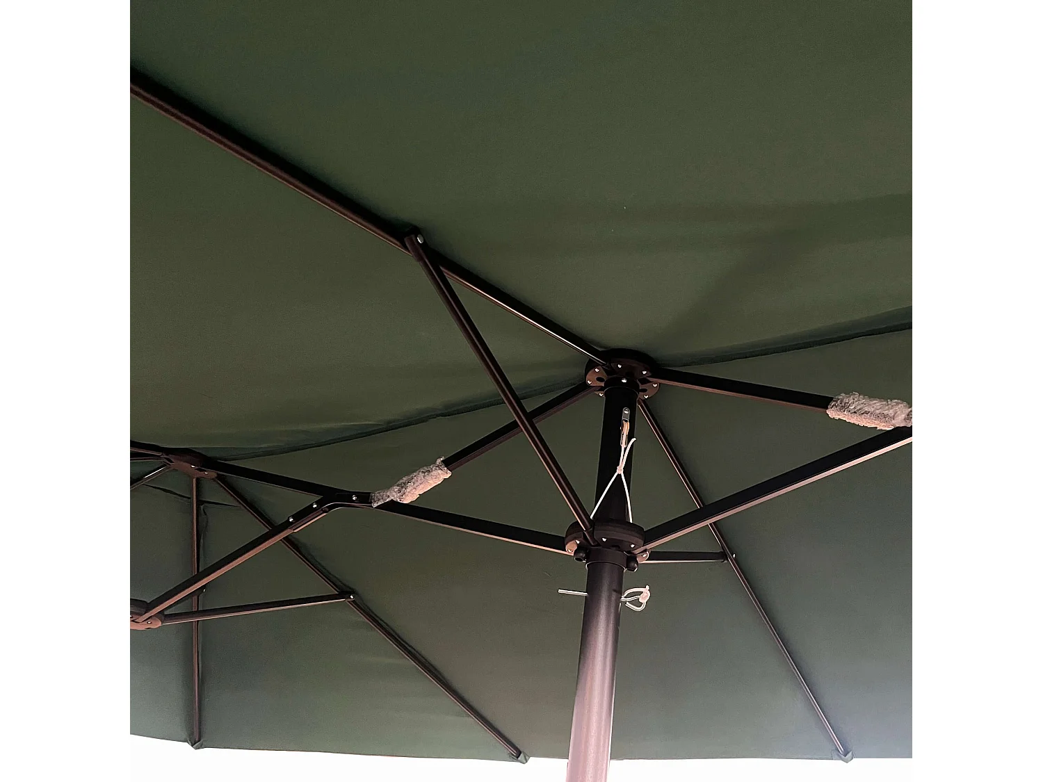 Parasol double de jardin TILIA en vert foncé, Poids 12,3 kg Dimensions L460 x l270 x H245 cm
