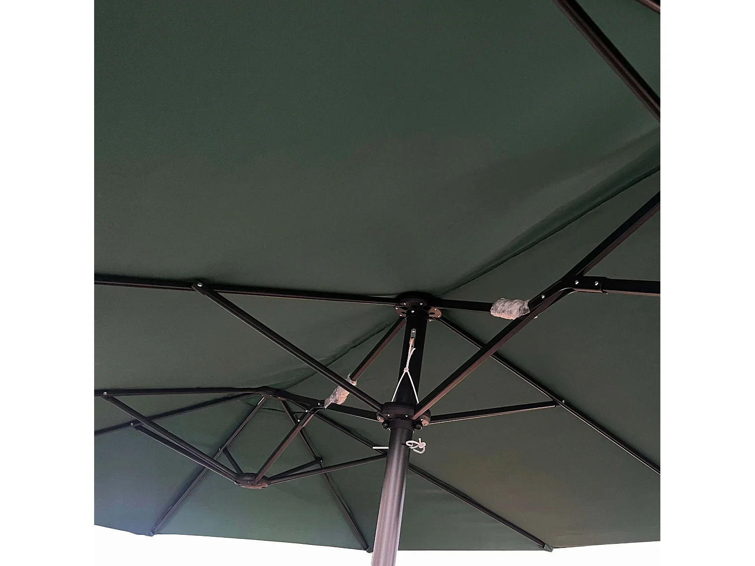 Parasol double de jardin TILIA en vert foncé, Poids 12,3 kg Dimensions L460 x l270 x H245 cm