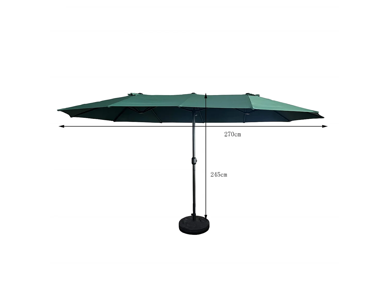 Garten-Doppelsonnenschirm TILIA in Dunkelgrün Gewicht 12,3 kg L460 x B270 x H245 cm