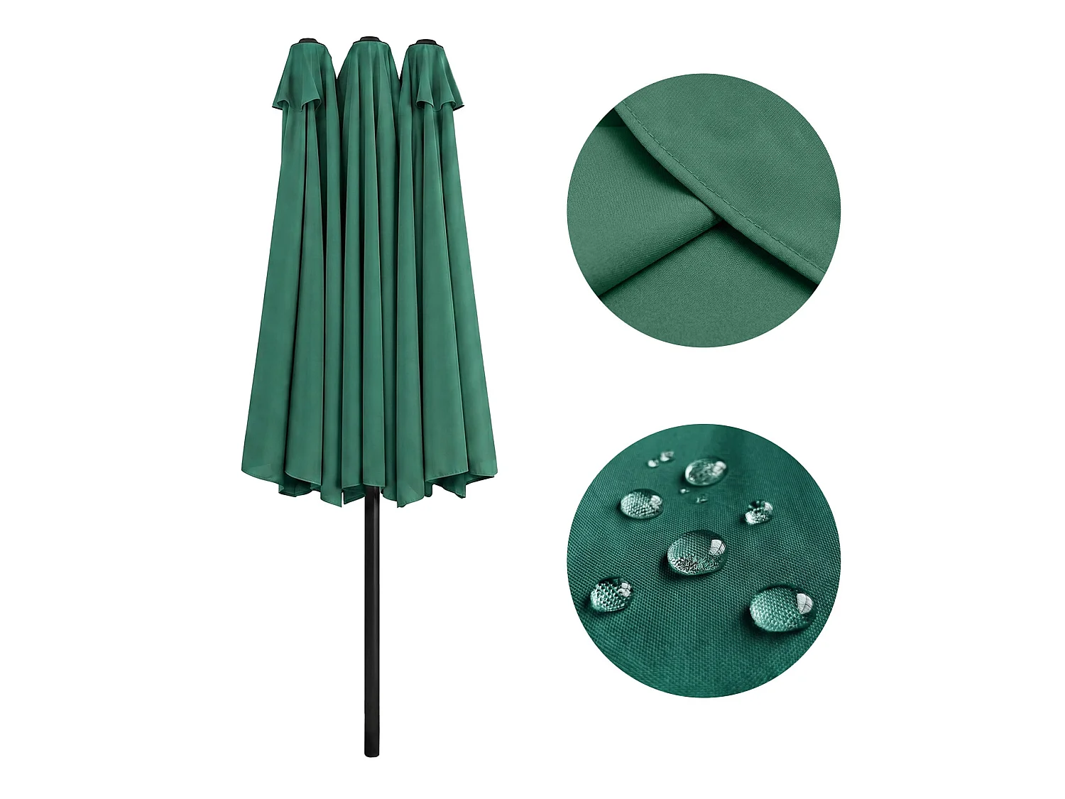 Parasol double de jardin TILIA en vert foncé, Poids 12,3 kg Dimensions L460 x l270 x H245 cm