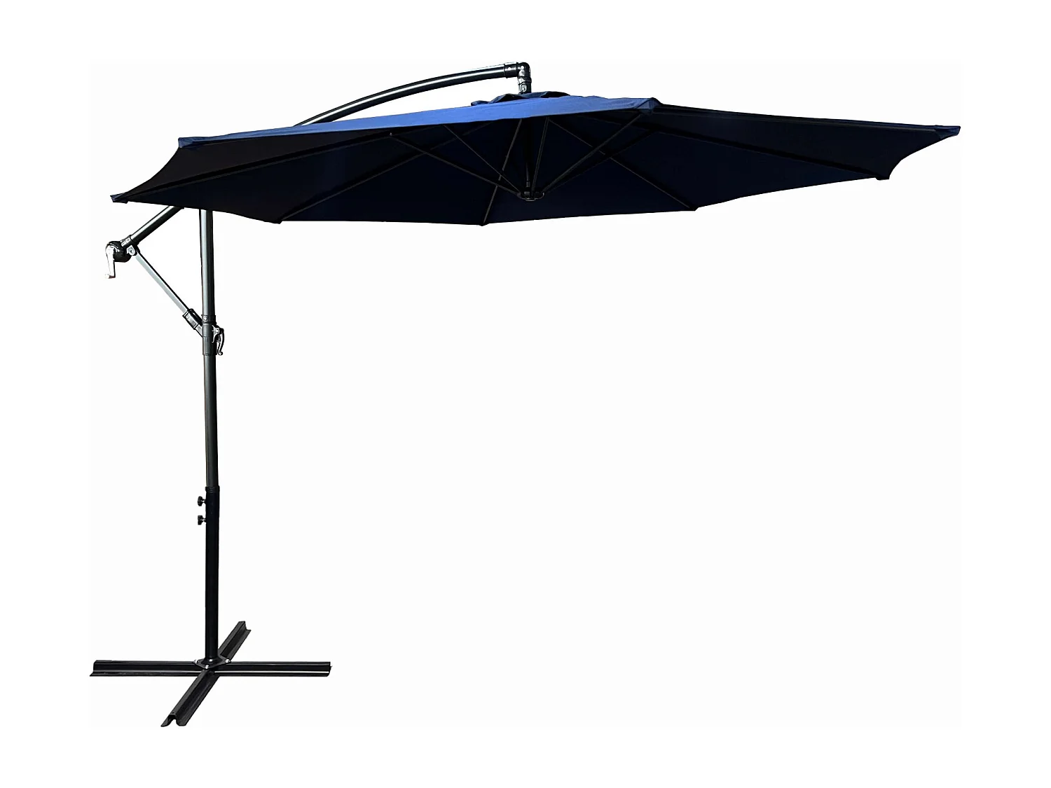 Tuinparasol ASTER / Zweefparasol Met Voet / Verstelbare Hoogte / UV-bescherming, Waterdicht / Donkerblauw / 300 x 300 x 45 cm