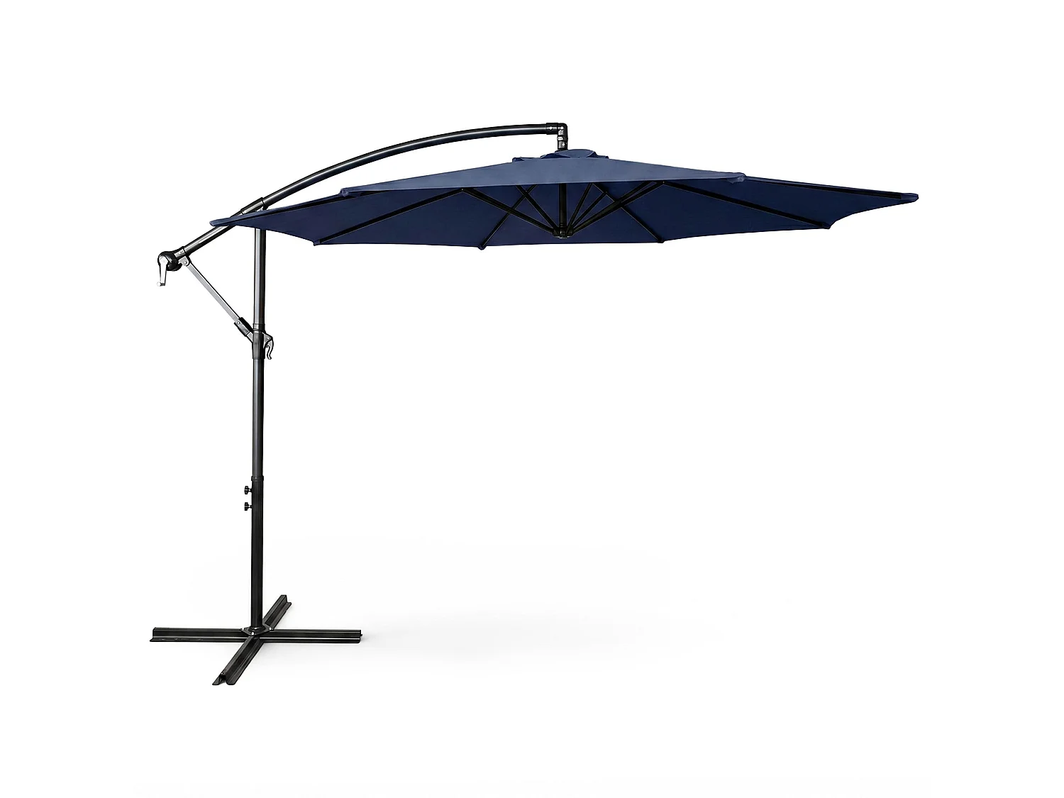 Tuinparasol ASTER / Zweefparasol Met Voet / Verstelbare Hoogte / UV-bescherming, Waterdicht / Donkerblauw / 300 x 300 x 45 cm