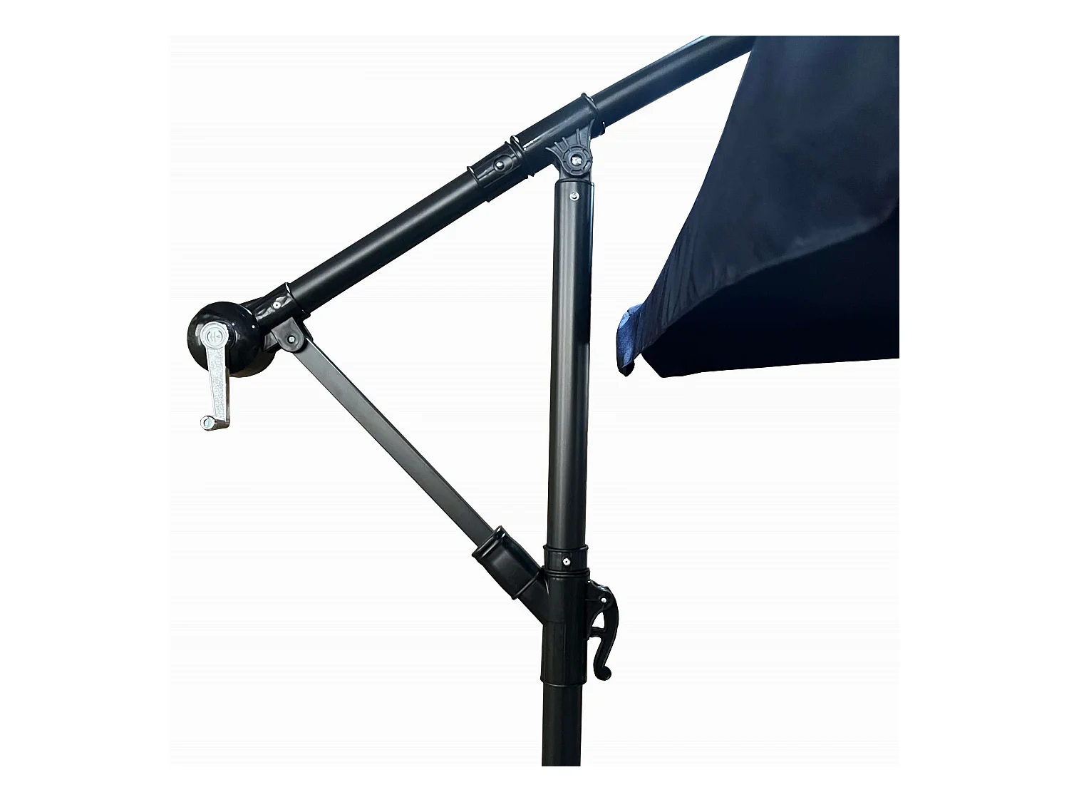 Wodoodporny parasol ogrodowy i tarasowy CYNIA w kolorze granatowym waga 11,7 kg wymiary 300x300x245 cm