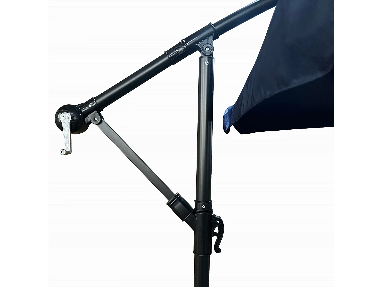 Tuinparasol CYNIA / Zweefparasol Met Voet / Verstelbare Hoogte / UV-bescherming, Waterdicht / Donkerblauw / 300 x 300 x 245 cm