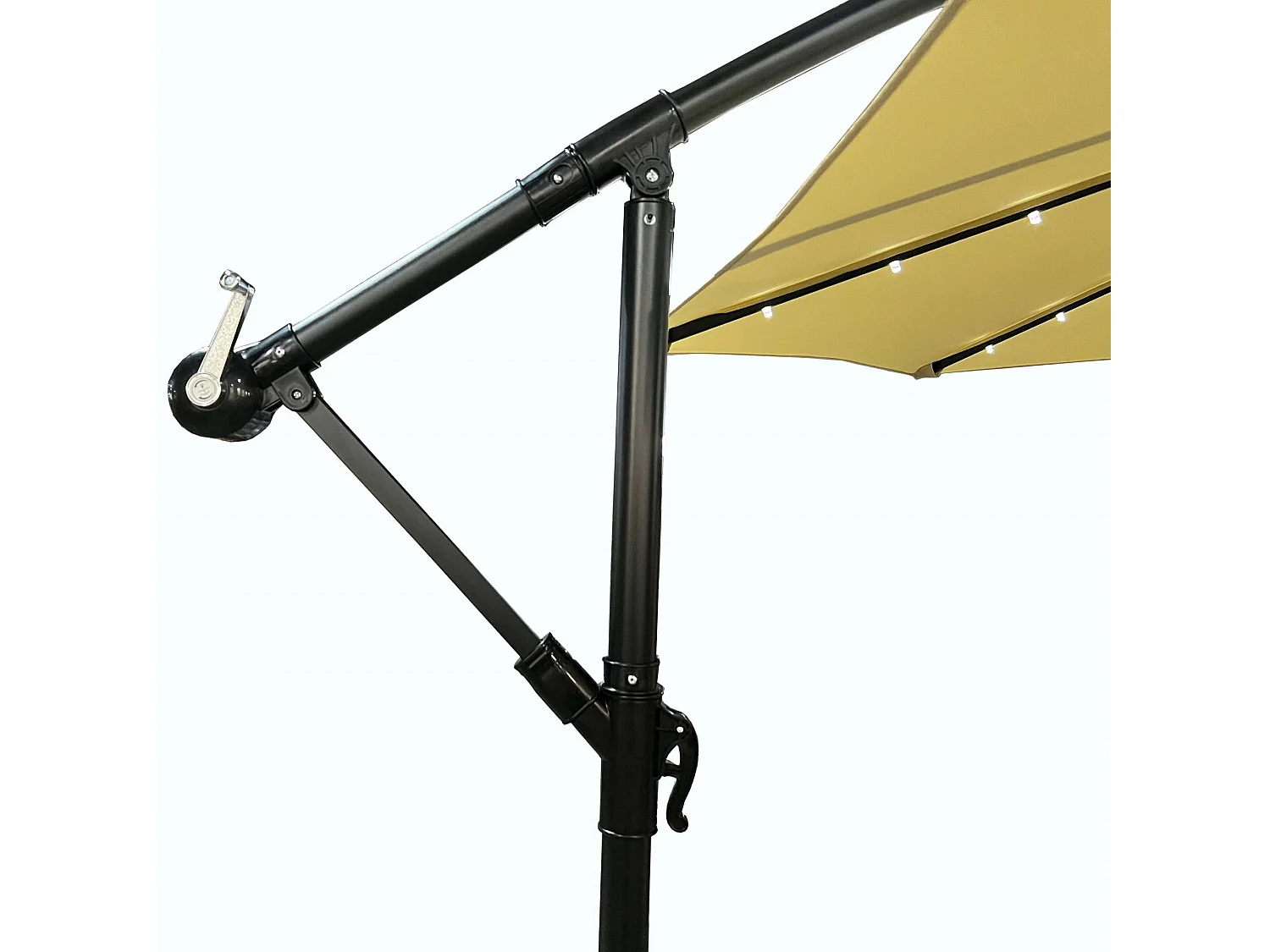 Tuinparasol MILIN met LED-verlichting / Zweefparasol Met Voet / Verstelbare Hoogte / UV-bescherming, Waterdicht / Beige / 300 x 300 x 245 cm