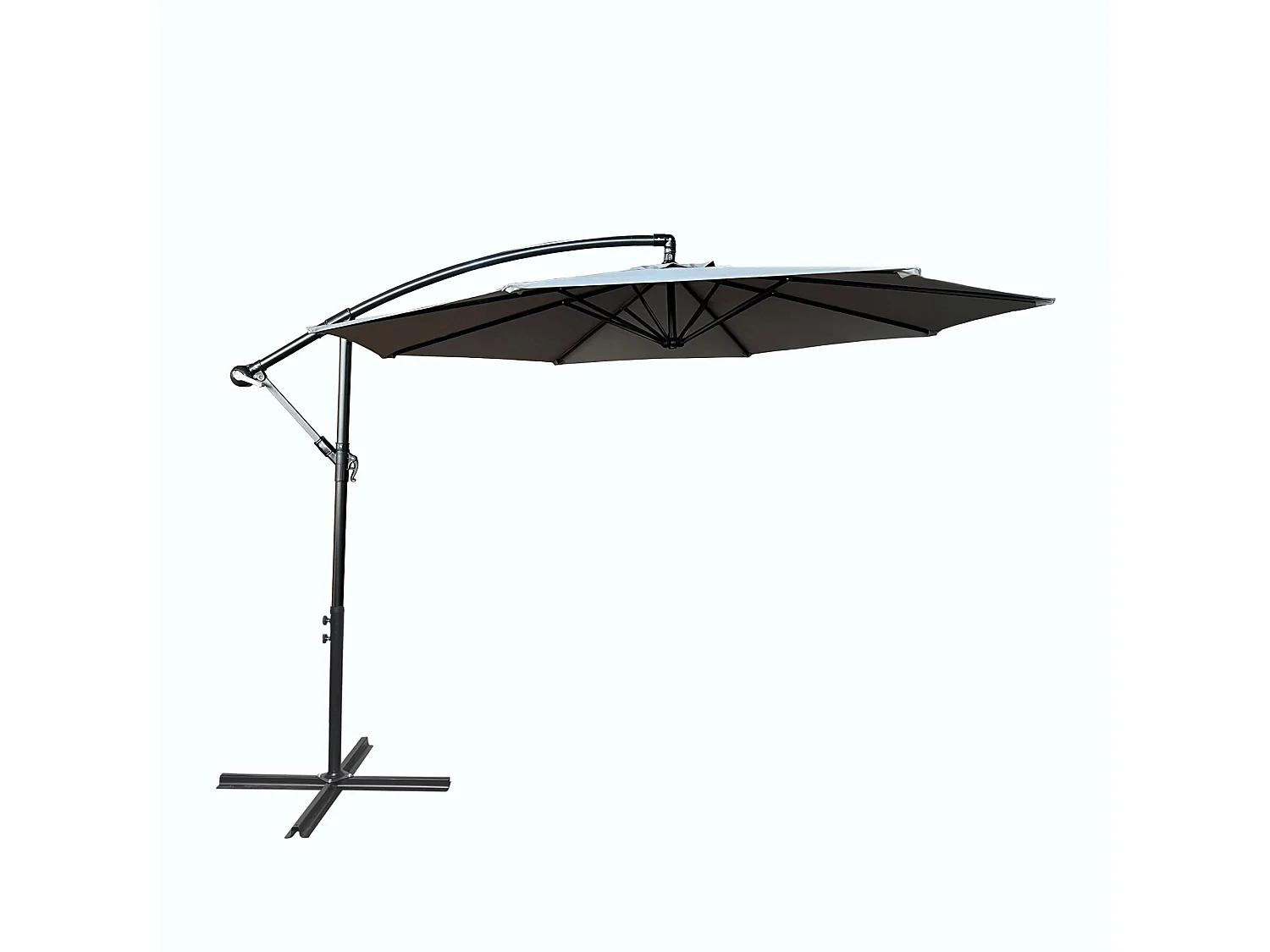 Tuinparasol ASTER / Zweefparasol Met Voet / Verstelbare Hoogte / UV-bescherming, Waterdicht / Lichtgrijs / 300 x 300 x 45 cm