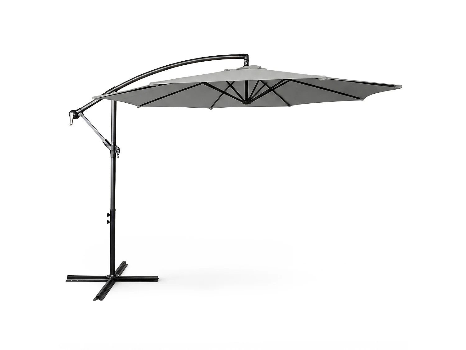 Tuinparasol ASTER / Zweefparasol Met Voet / Verstelbare Hoogte / UV-bescherming, Waterdicht / Lichtgrijs / 300 x 300 x 45 cm