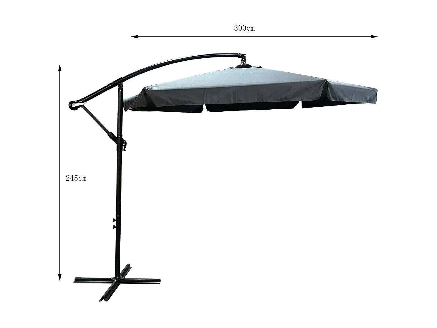 Garten- und Terrassenschirm CYNIA wasserdicht in Dunkelgrau Gewicht 11,7 kg L300 x B300 x H245 cm