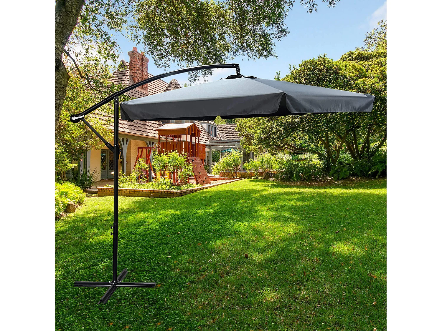 Garten- und Terrassenschirm CYNIA wasserdicht in Dunkelgrau Gewicht 11,7 kg L300 x B300 x H245 cm