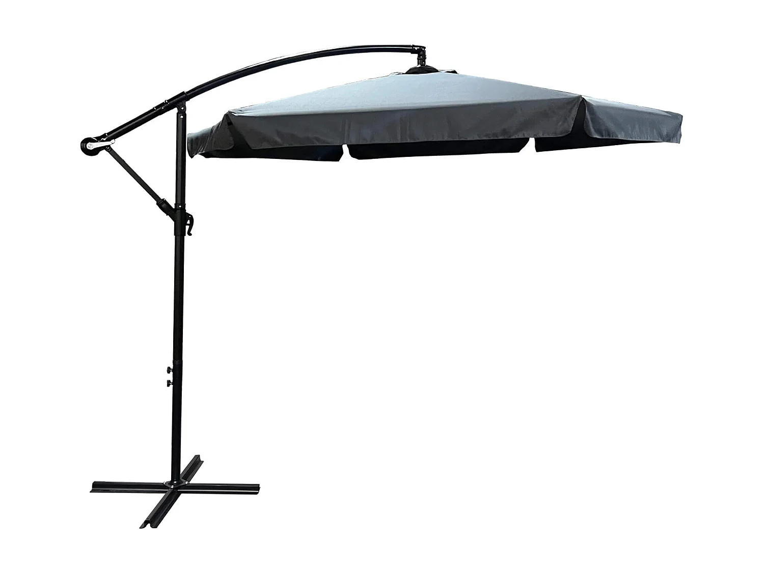 Tuinparasol CYNIA / Zweefparasol Met Voet / Verstelbare Hoogte / UV-bescherming, Waterdicht / Donkergrijs / 300 x 300 x 245 cm
