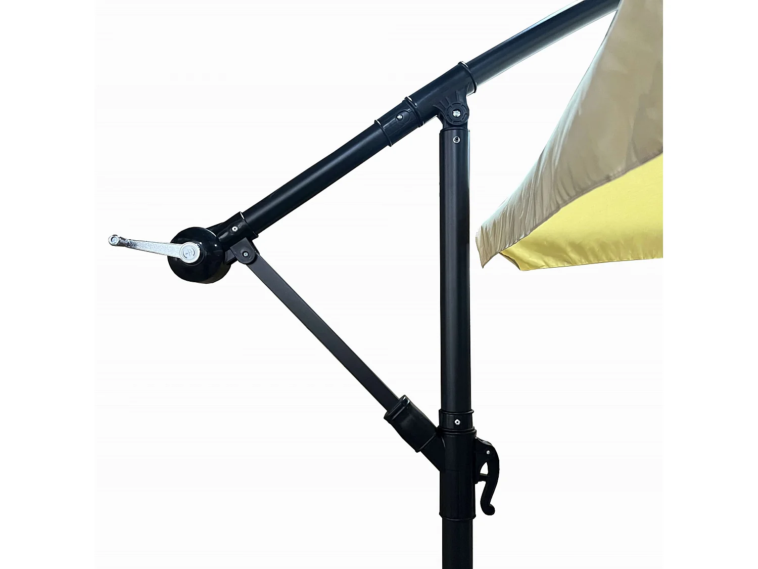 Beige Tuinparasol CYNIA 245x300x300 met Verstelbare Hoek en Handzwengel, Weerbestendig, Zeshoekige Luifel, Metalen Frame