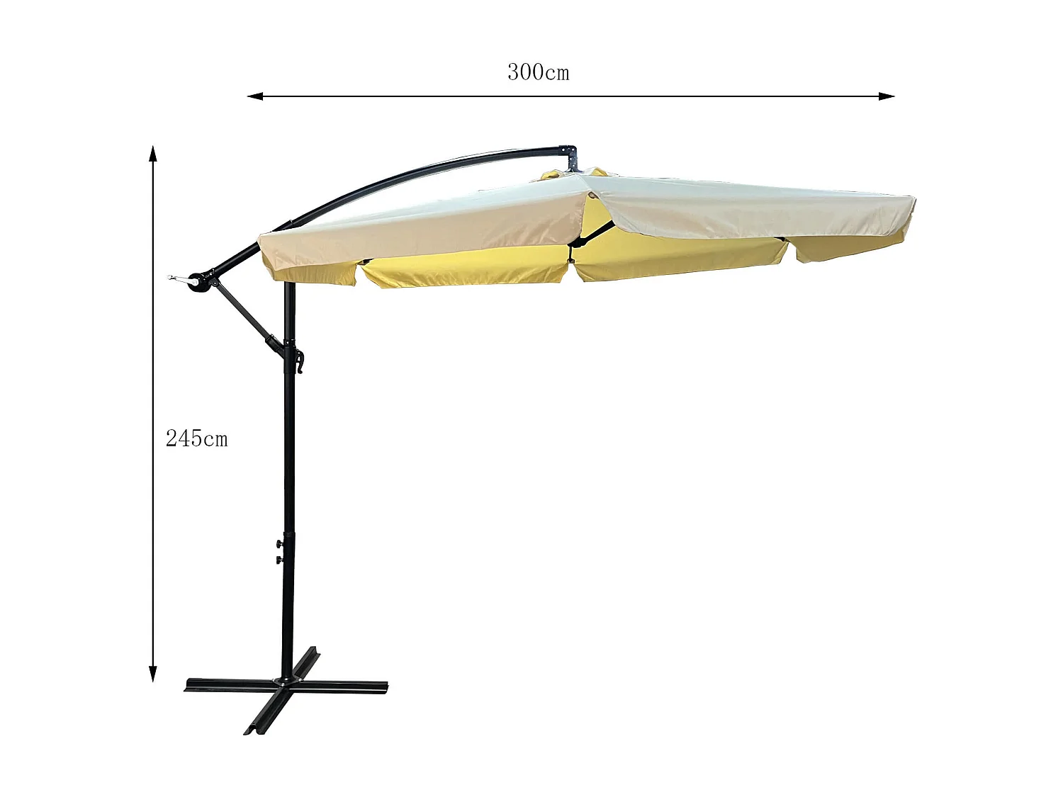 Tuinparasol CYNIA / Zweefparasol Met Voet / Verstelbare Hoogte / UV-bescherming, Waterdicht / Beige / 300 x 300 x 245 cm