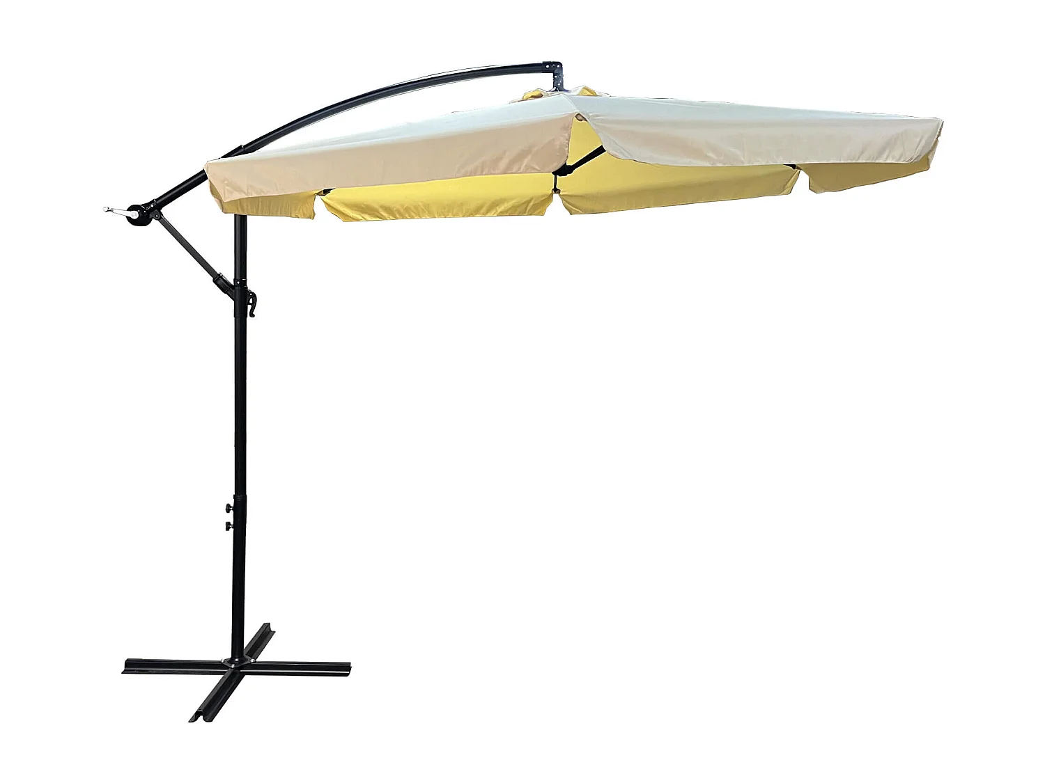 Tuinparasol CYNIA / Zweefparasol Met Voet / Verstelbare Hoogte / UV-bescherming, Waterdicht / Beige / 300 x 300 x 245 cm