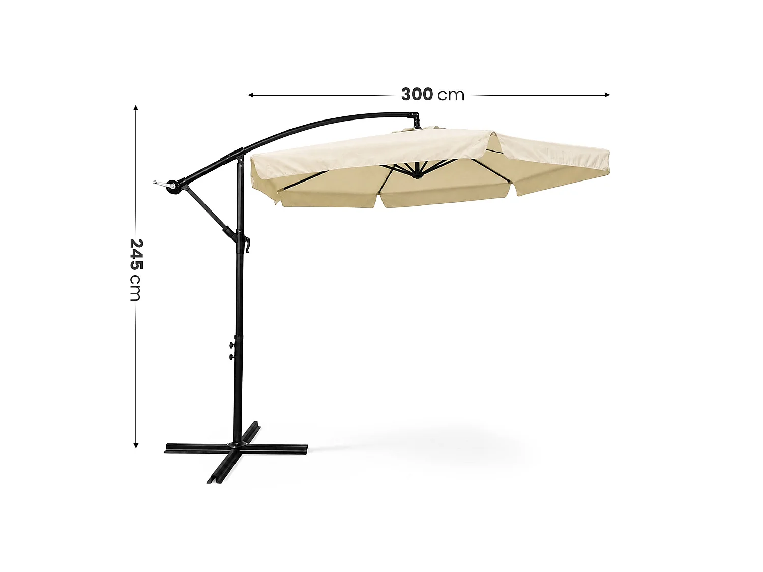 Tuinparasol CYNIA / Zweefparasol Met Voet / Verstelbare Hoogte / UV-bescherming, Waterdicht / Beige / 300 x 300 x 245 cm