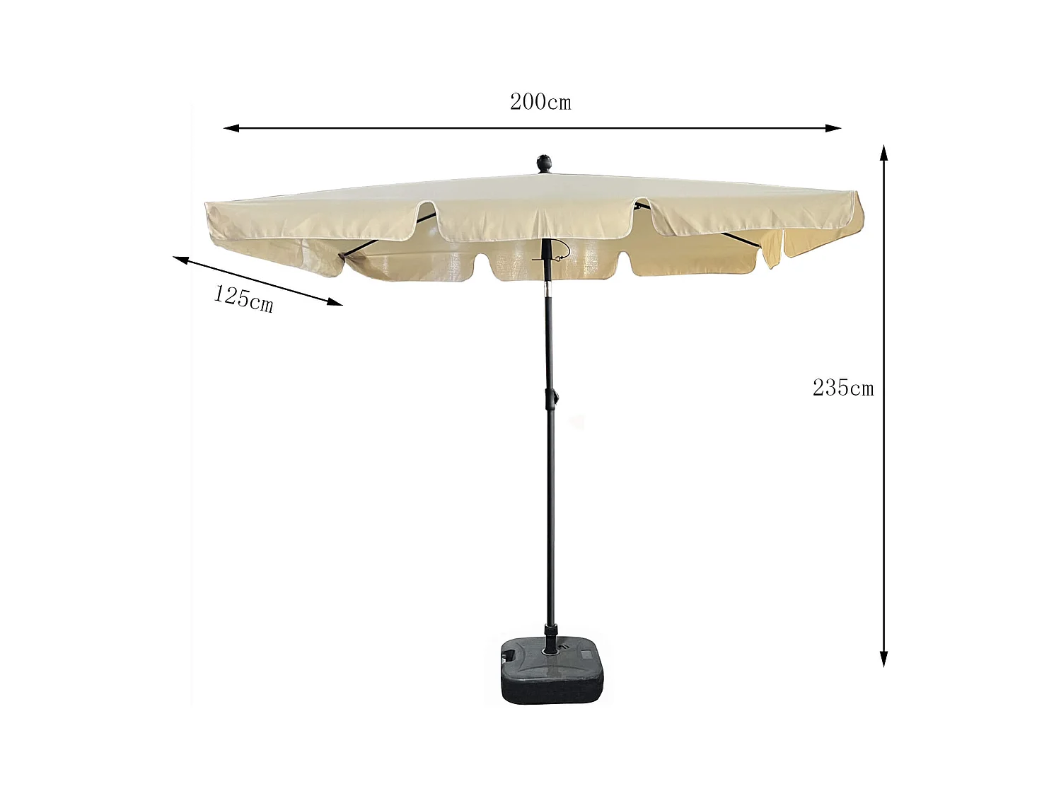 Ombrellone da giardino FLOKS con protezione UV beige peso 2,8 kg dimensioni 200x123x235 cm