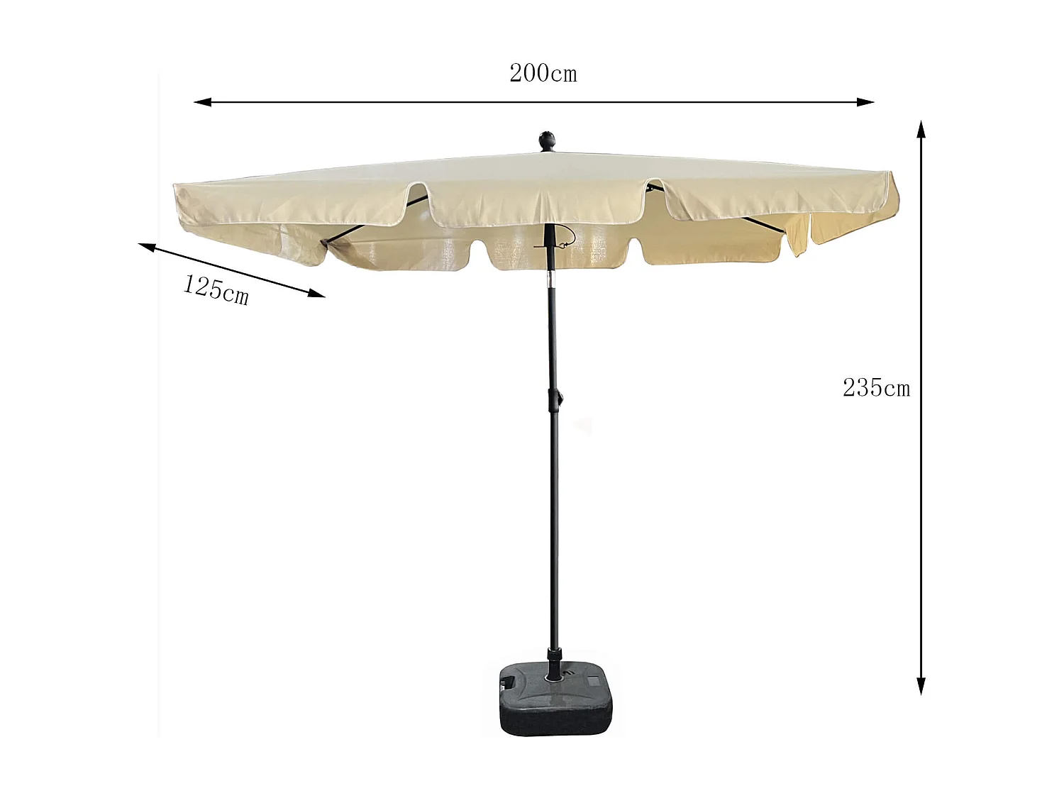 Parasol de plage FLOKS avec protection UV beige, Poids 2,8 kg Dimensions L200xl123xH235 cm