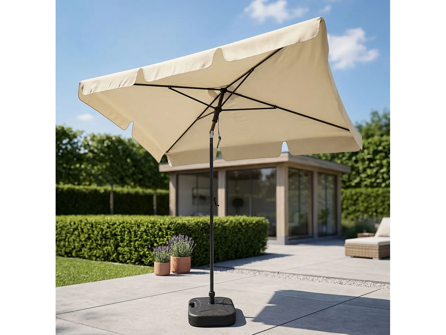 Sombrilla de jardín FLOKS con protección UV Beige peso 2,8 kg dimensiones 200x123x235 cm