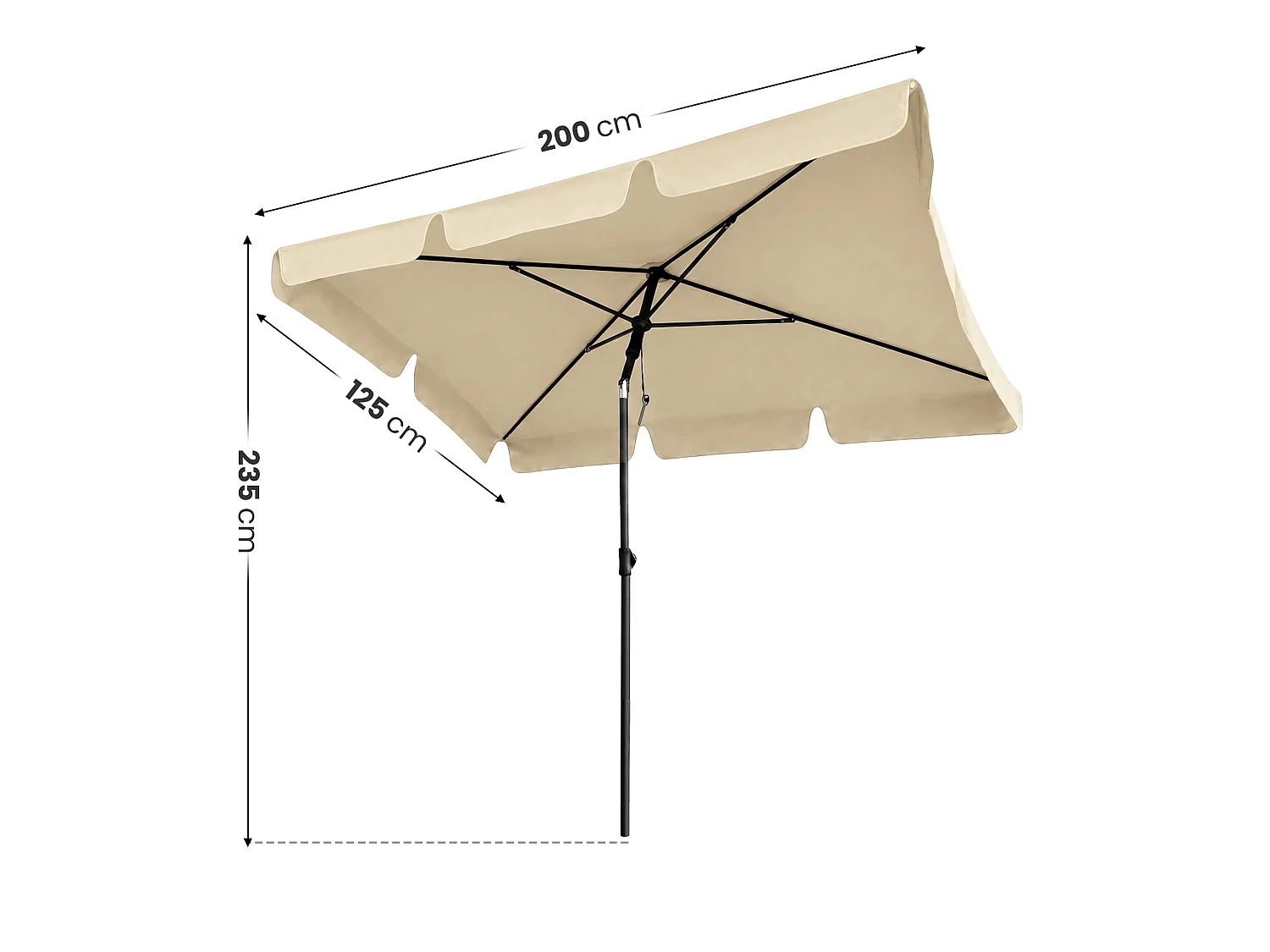 Sombrilla de jardín FLOKS con protección UV Beige peso 2,8 kg dimensiones 200x123x235 cm