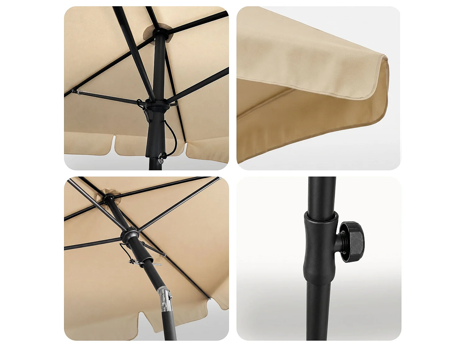 Sombrilla de jardín FLOKS con protección UV Beige peso 2,8 kg dimensiones 200x123x235 cm