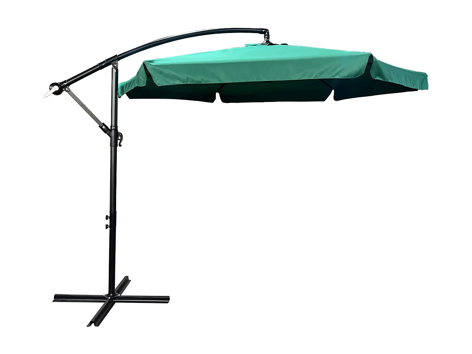 Wodoodporny parasol ogrodowy i tarasowy CYNIA w kolorze ciemnozielonym waga 11,7 kg wymiary 300x300x245 cm