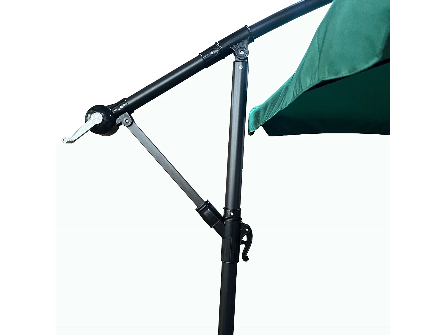 Wodoodporny parasol ogrodowy i tarasowy CYNIA w kolorze ciemnozielonym waga 11,7 kg wymiary 300x300x245 cm