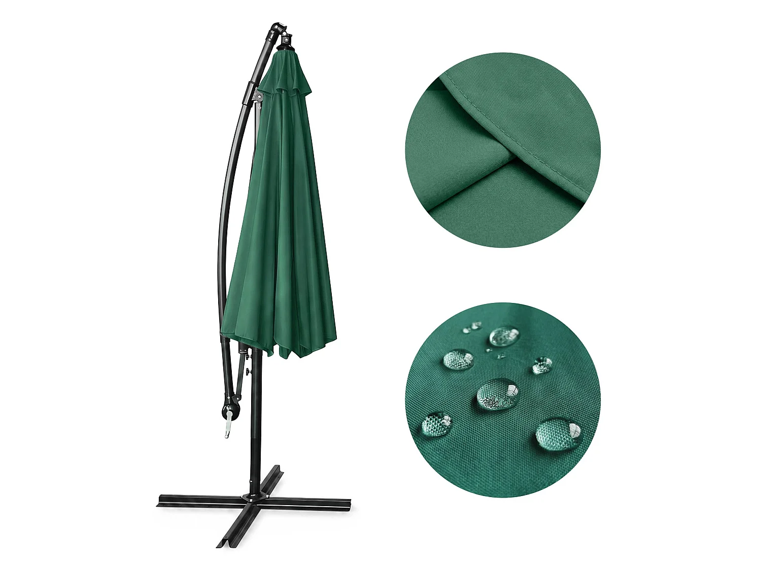 Tuinparasol CYNIA / Zweefparasol Met Voet / Verstelbare Hoogte / UV-bescherming, Waterdicht / Donkergroen / 300 x 300 x 245 cm