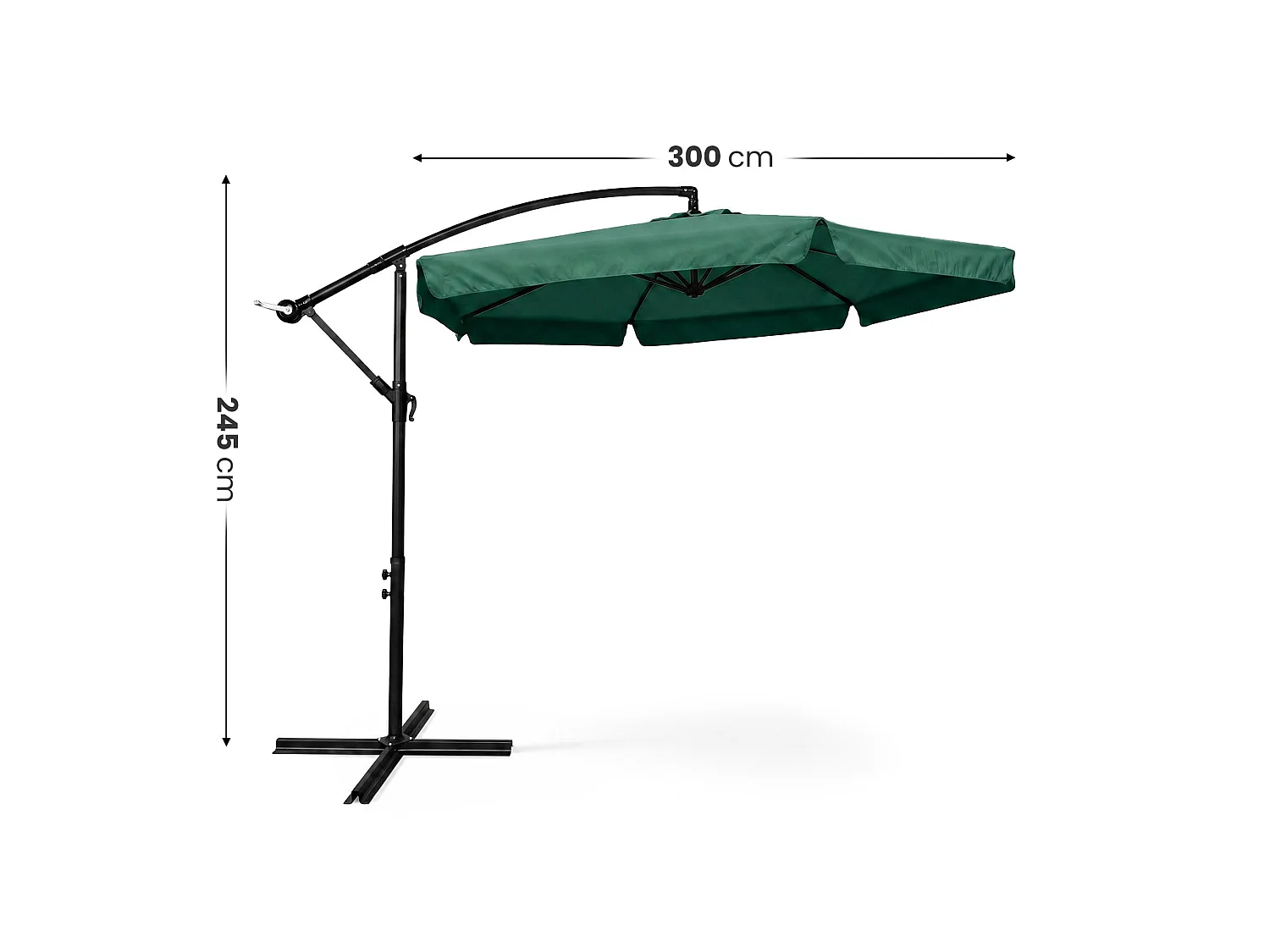 Tuinparasol CYNIA / Zweefparasol Met Voet / Verstelbare Hoogte / UV-bescherming, Waterdicht / Donkergroen / 300 x 300 x 245 cm