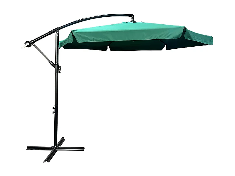 Wodoodporny parasol ogrodowy i tarasowy CYNIA w kolorze ciemnozielonym waga 11,7 kg wymiary 300x300x245 cm