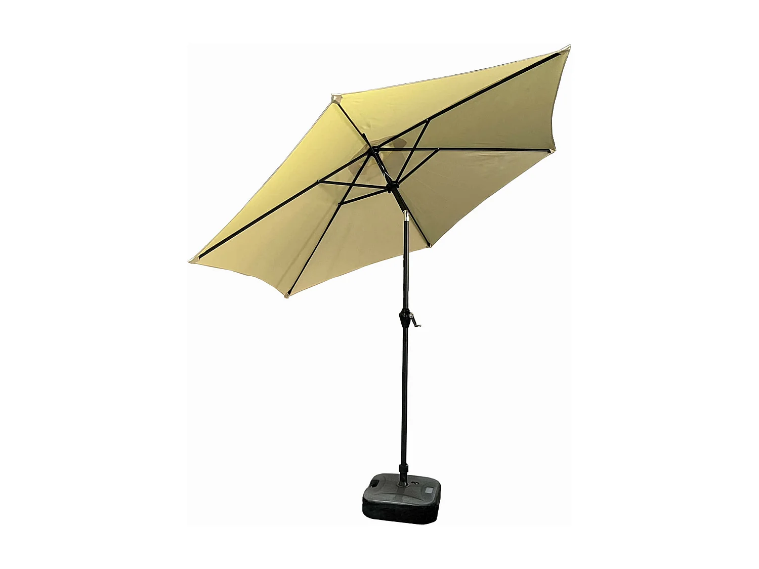 Elegante Zeshoekige Terrasparasol 270cm Beige met Kantelbaar Mechanisme en Metalen Frame