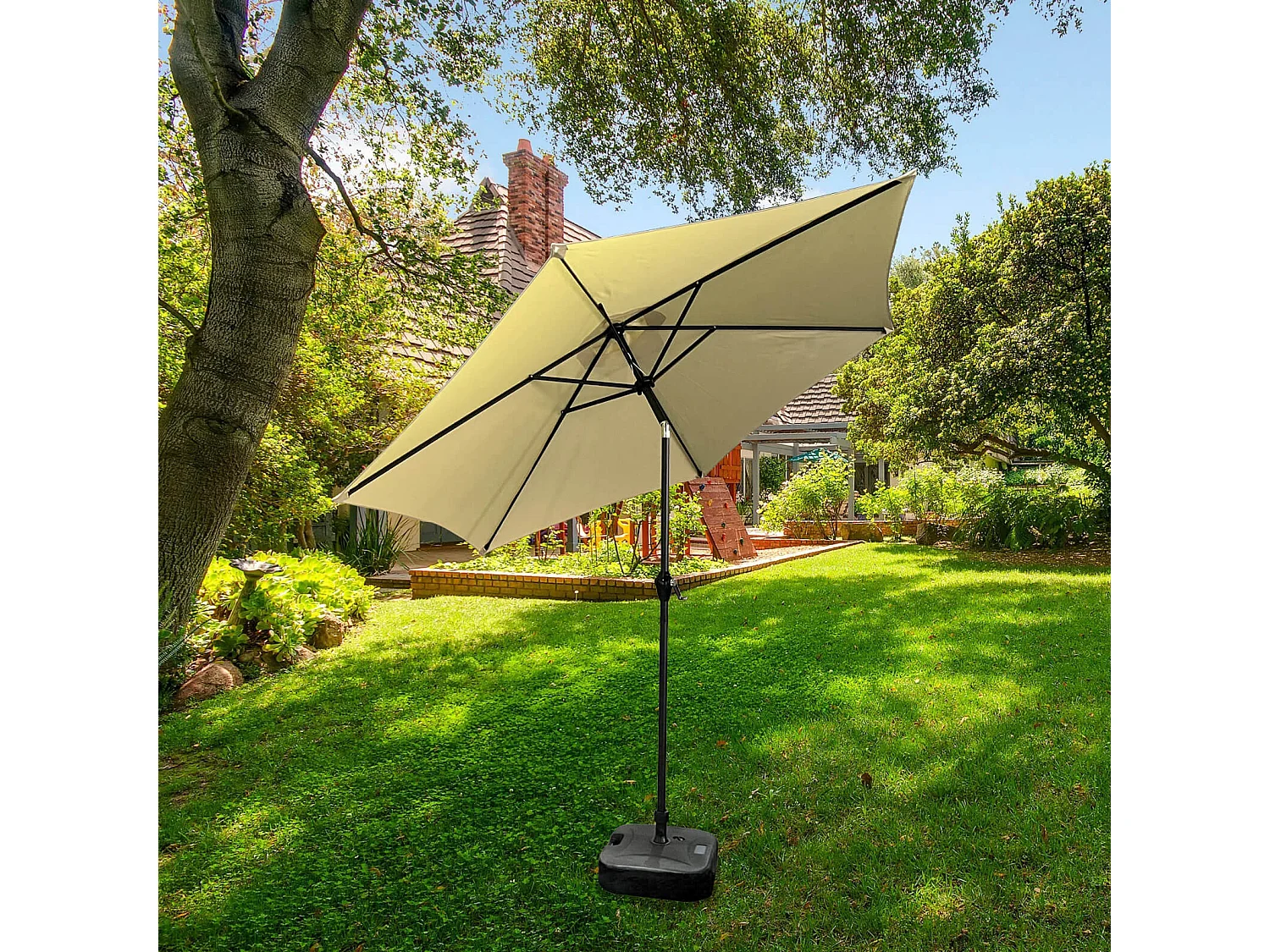 Tuinparasol ORIENT / Buitenparasol / Verstelbare Hoogte / UV-bescherming, Waterdicht / Beige / 270 x 270 x 235 cm