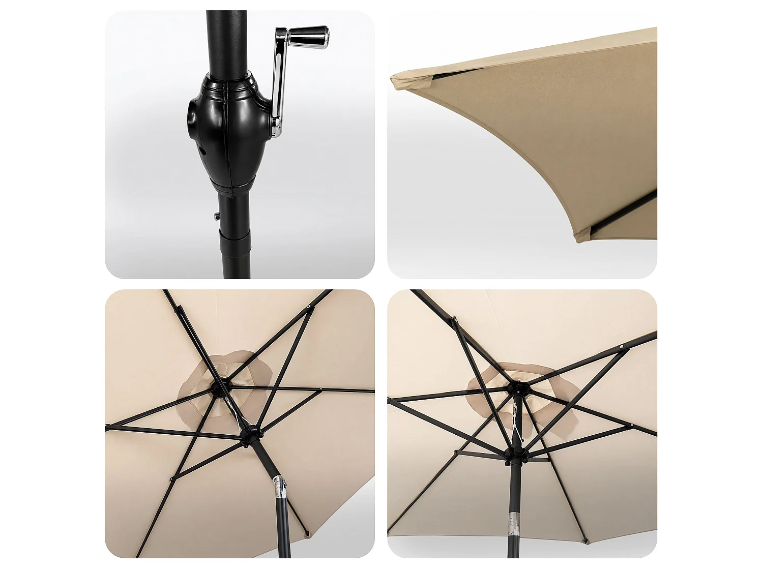 Parasol de jardin ORIENT avec inclinaison réglable en beige, Poids 4,5 kg Dimensions L270 x l270 x H235 cm
