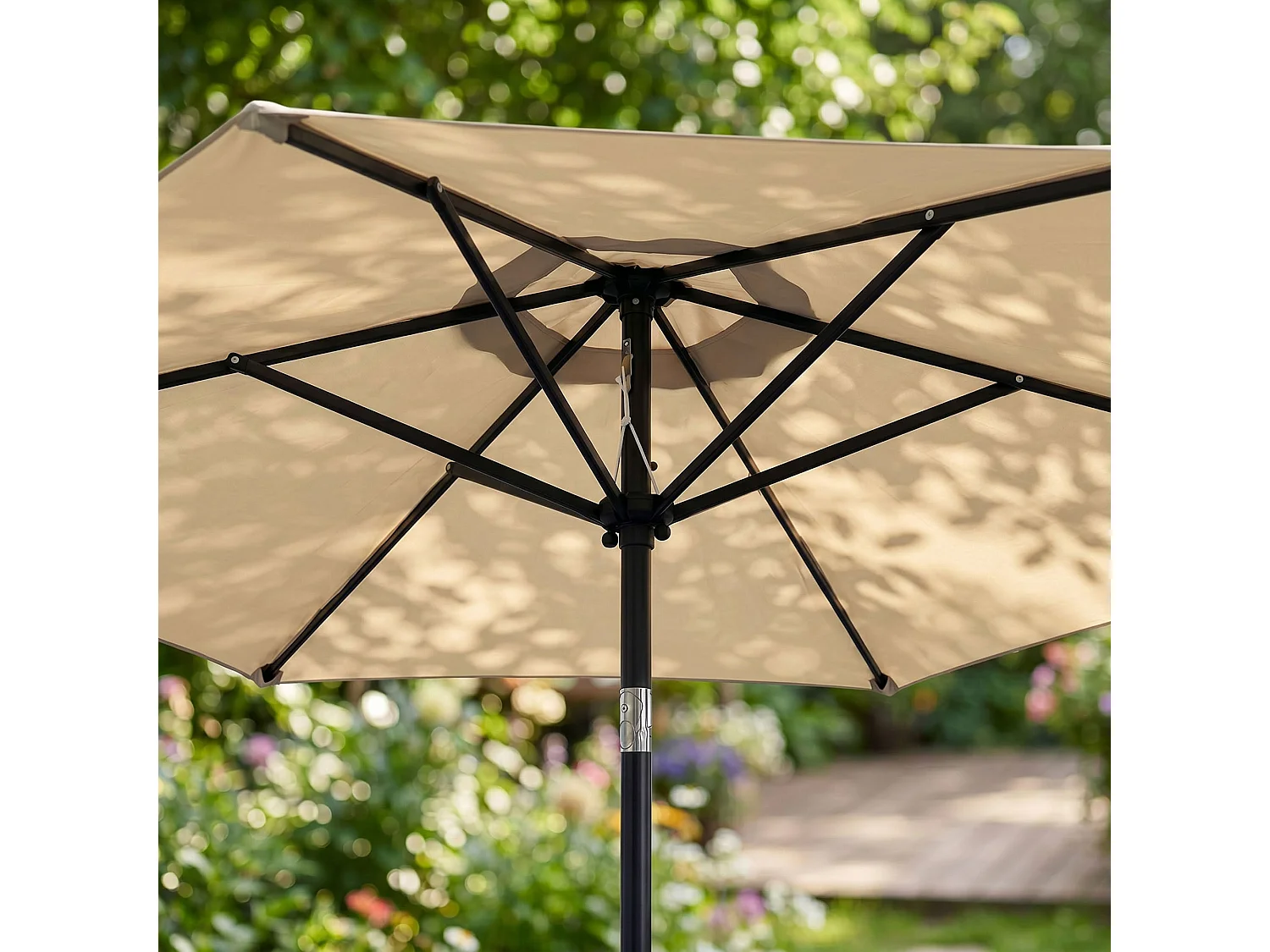 Parasol de jardin ORIENT avec inclinaison réglable en beige, Poids 4,5 kg Dimensions L270 x l270 x H235 cm