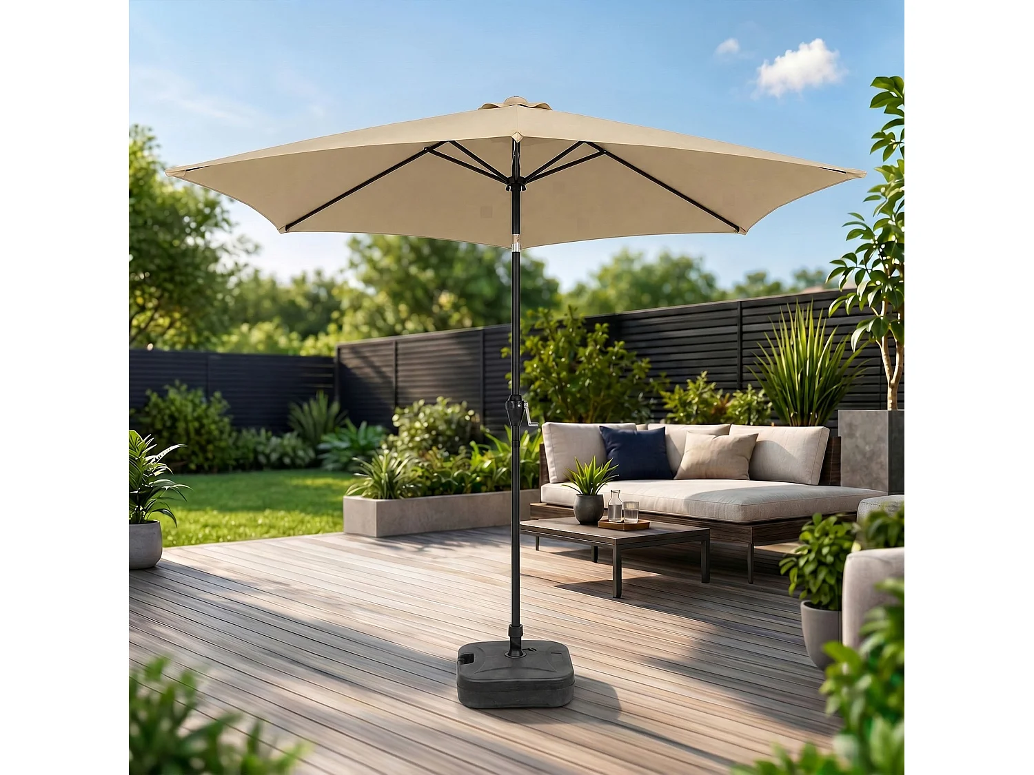 Parasol de jardin ORIENT avec inclinaison réglable en beige, Poids 4,5 kg Dimensions L270 x l270 x H235 cm