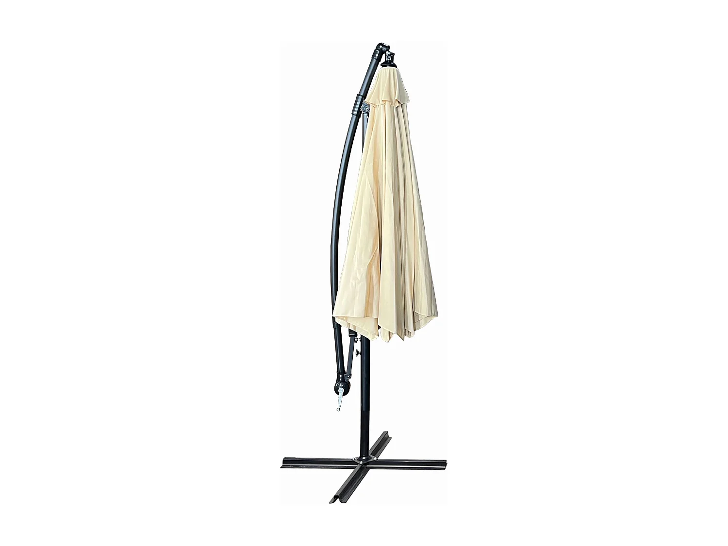 Beige Tuinparasol ASTER 245x300 cm met Draaiknop en UV-bescherming