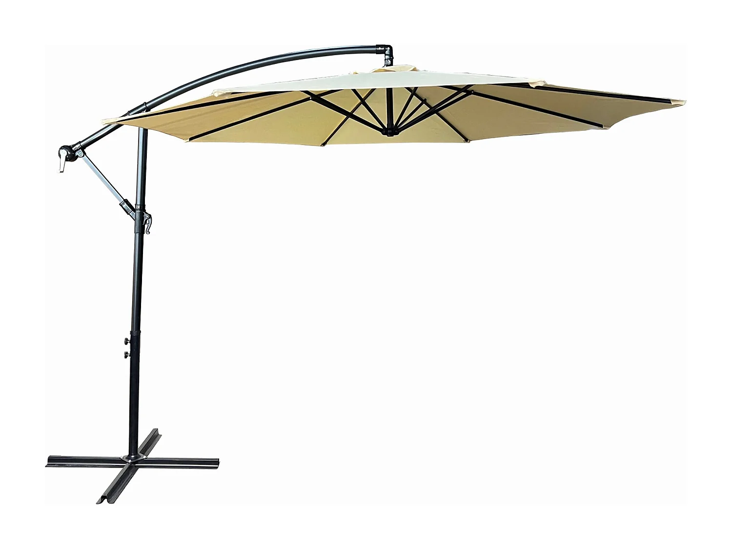 Tuinparasol ASTER / Zweefparasol Met Voet / Verstelbare Hoogte / UV-bescherming, Waterdicht / Beige / 300 x 300 x 45 cm