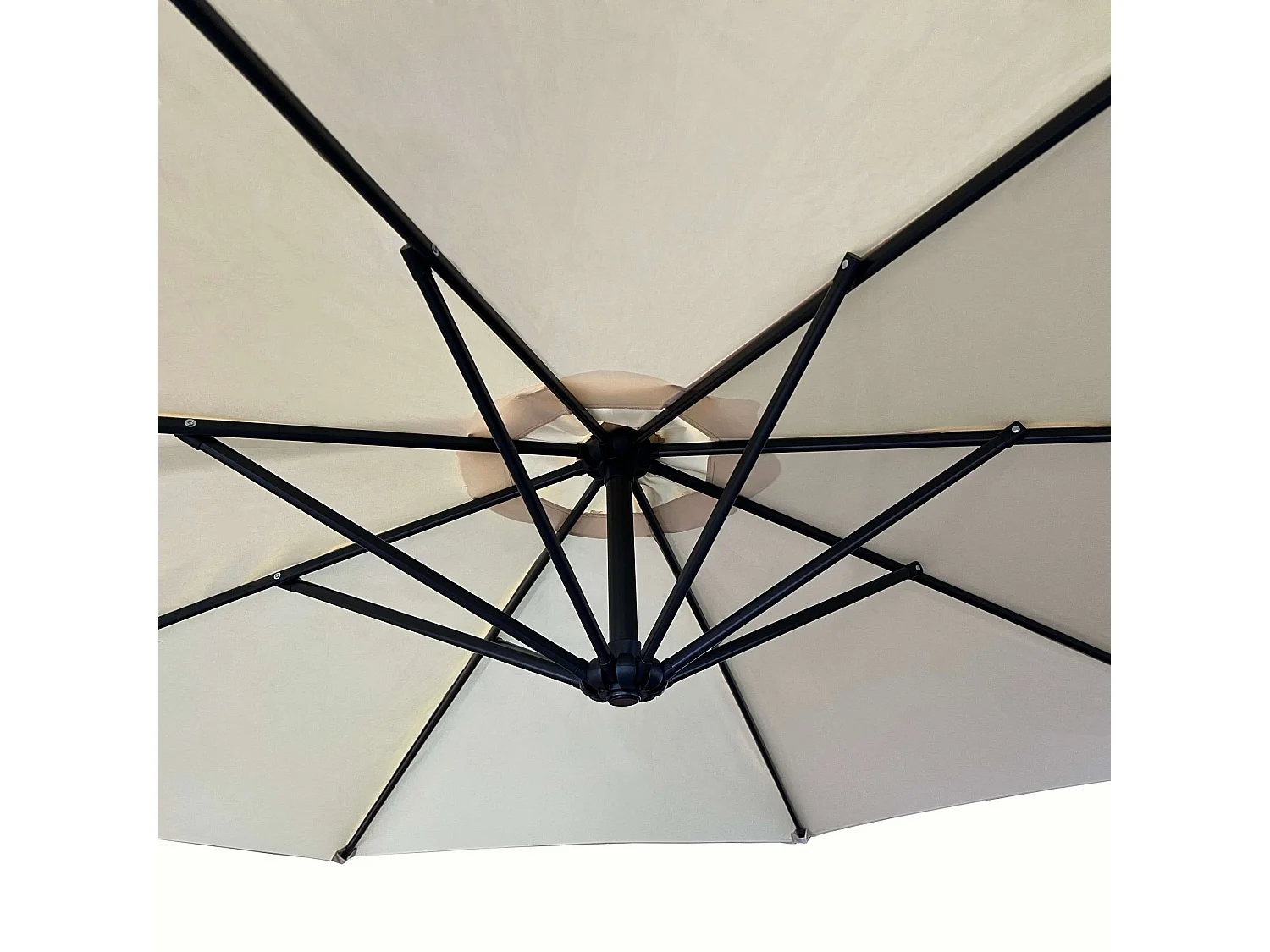 Tuinparasol ASTER / Zweefparasol Met Voet / Verstelbare Hoogte / UV-bescherming, Waterdicht / Beige / 300 x 300 x 45 cm