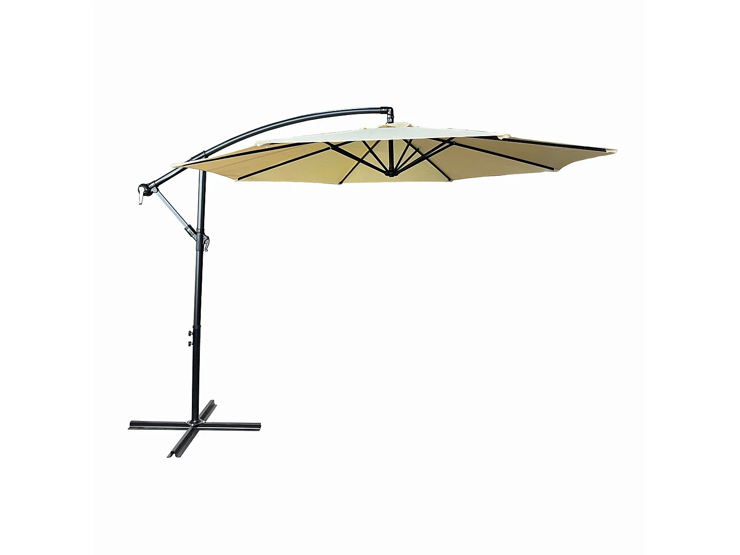 Tuinparasol ASTER / Zweefparasol Met Voet / Verstelbare Hoogte / UV-bescherming, Waterdicht / Beige / 300 x 300 x 45 cm
