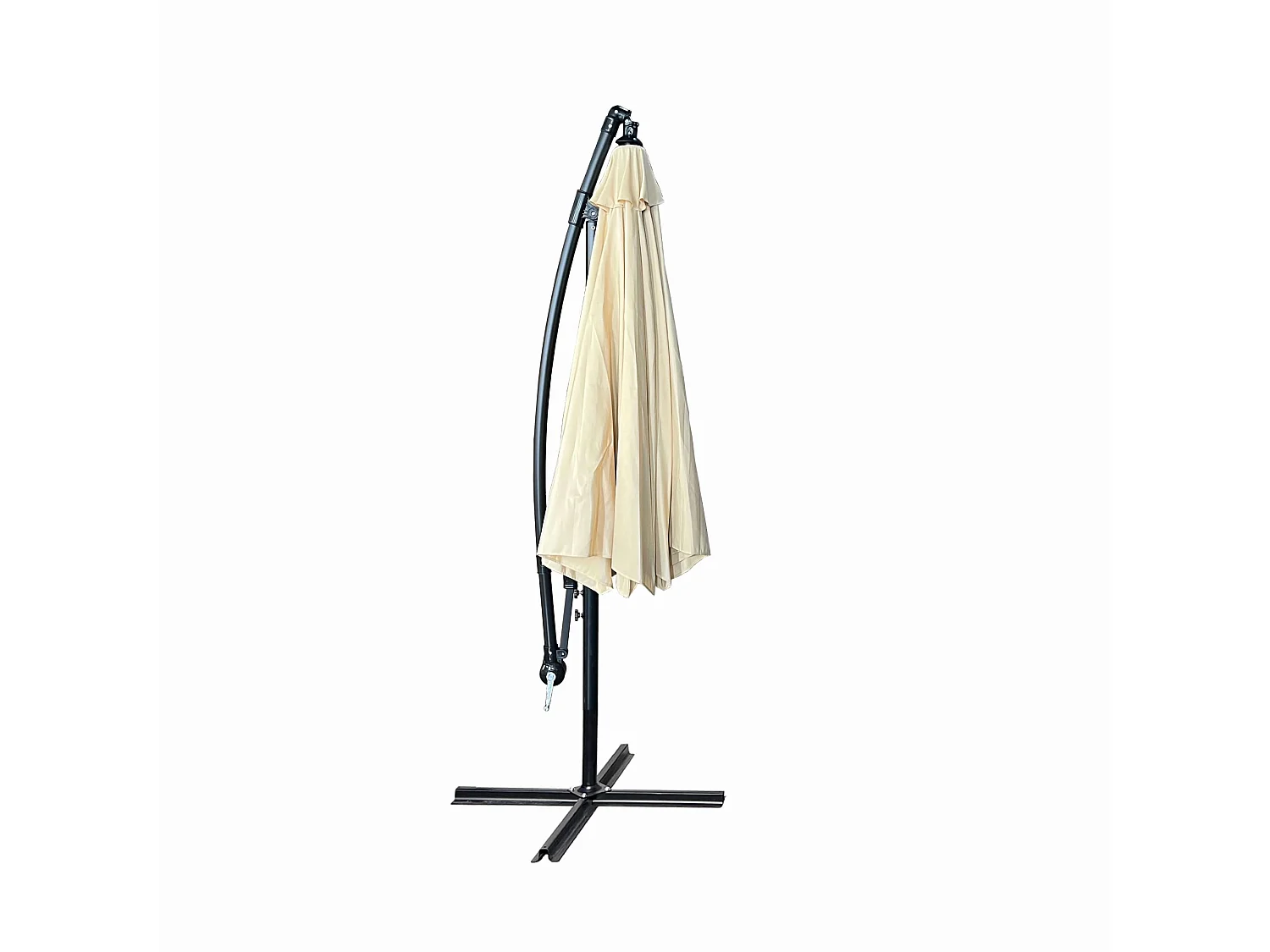 Tuinparasol ASTER / Zweefparasol Met Voet / Verstelbare Hoogte / UV-bescherming, Waterdicht / Beige / 300 x 300 x 45 cm