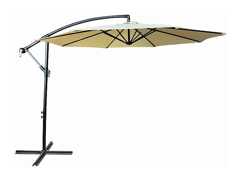 Tuinparasol ASTER / Zweefparasol Met Voet / Verstelbare Hoogte / UV-bescherming, Waterdicht / Beige / 300 x 300 x 45 cm