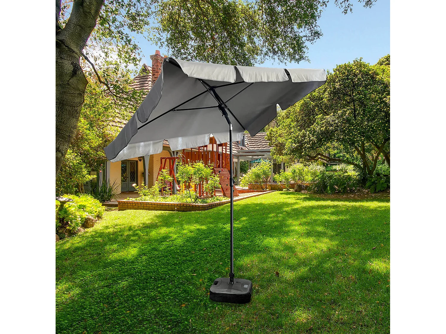 Ombrellone da giardino FLOKS con protezione UV grigio chiaro peso 2,8 kg dimensioni 200x123x235 cm