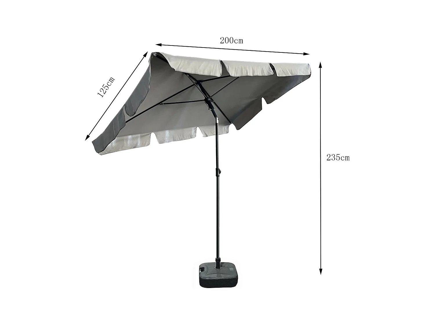 Terras Tuinparasol FLOKS 235x125cm - Lichtgrijs, Verstelbaar, UV-bescherming