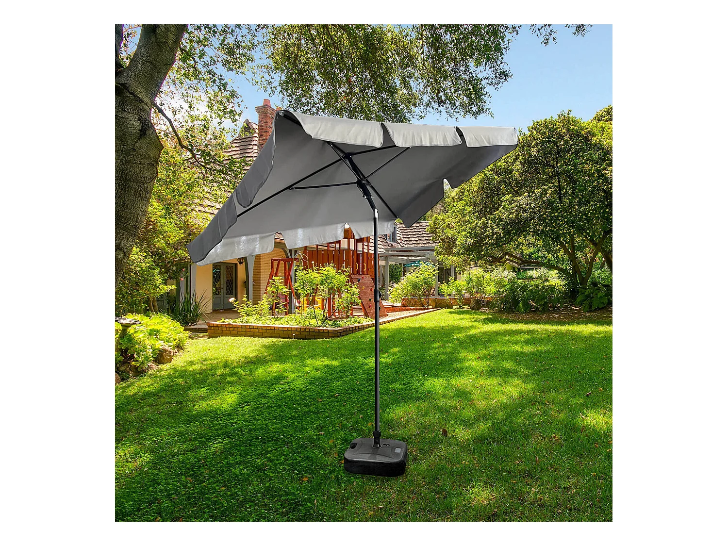 Terras Tuinparasol FLOKS 235x125cm - Lichtgrijs, Verstelbaar, UV-bescherming