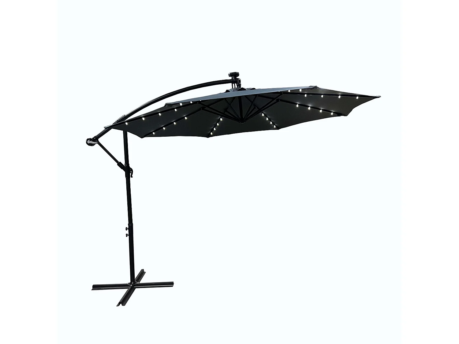 Garten-Sonnenschirm MILIN LED Beleuchtung Dunkelgrau 12,7 kg L300 x B300 x H245 cm