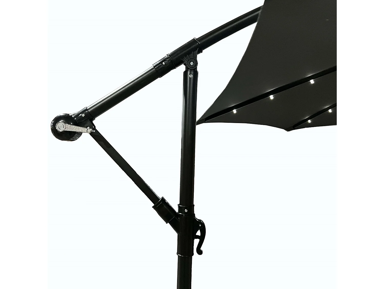 Tuinparasol MILIN met LED-verlichting / Zweefparasol Met Voet / Verstelbare Hoogte / UV-bescherming, Waterdicht / Donkergrijs / 300 x 300 x 245 cm