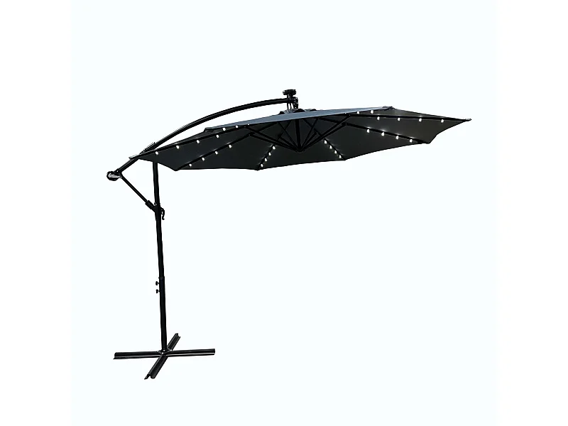 Parasol de jardin MILIN avec éclairage LED gris foncé, Poids 12,7 kg Dimensions L300 x l300 x H245 cm